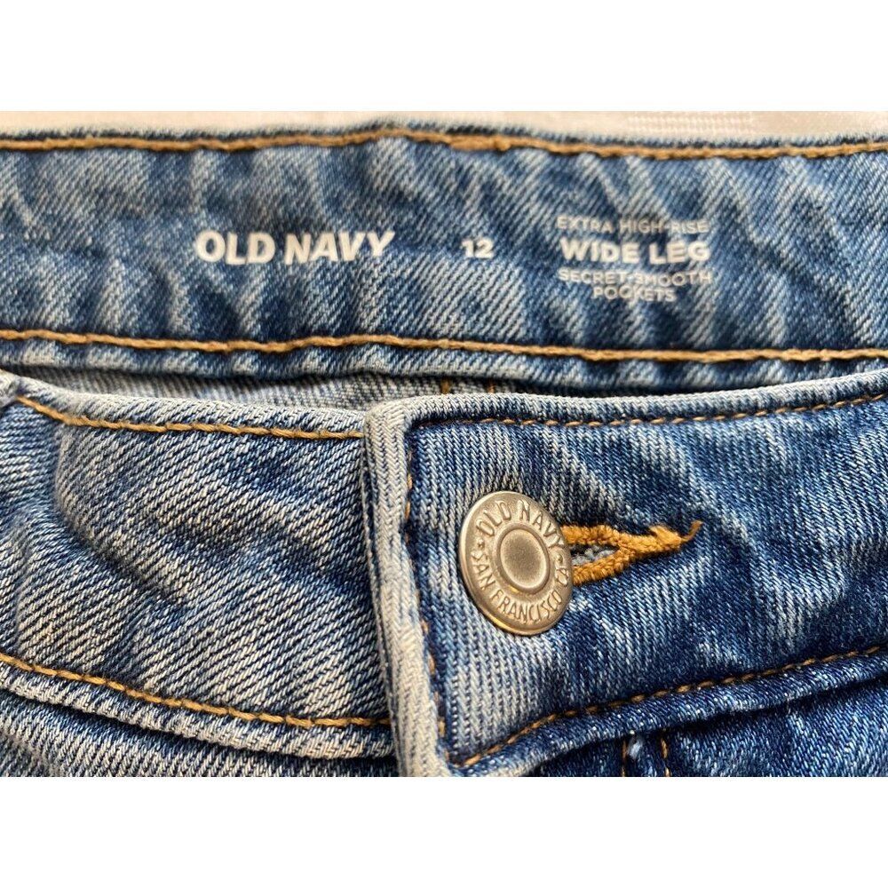 Old Navy Womens High-Rise Wide Leg Jeans Size 12 Blue Denim Casual Pants - Picture 3 of 7